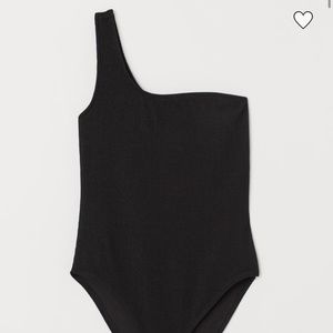 NEW H&M black ribbed one shoulder body suit